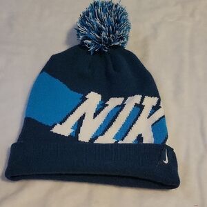 Men Or Womens Nike Navy and Light Blue Pom-Pom Beanie